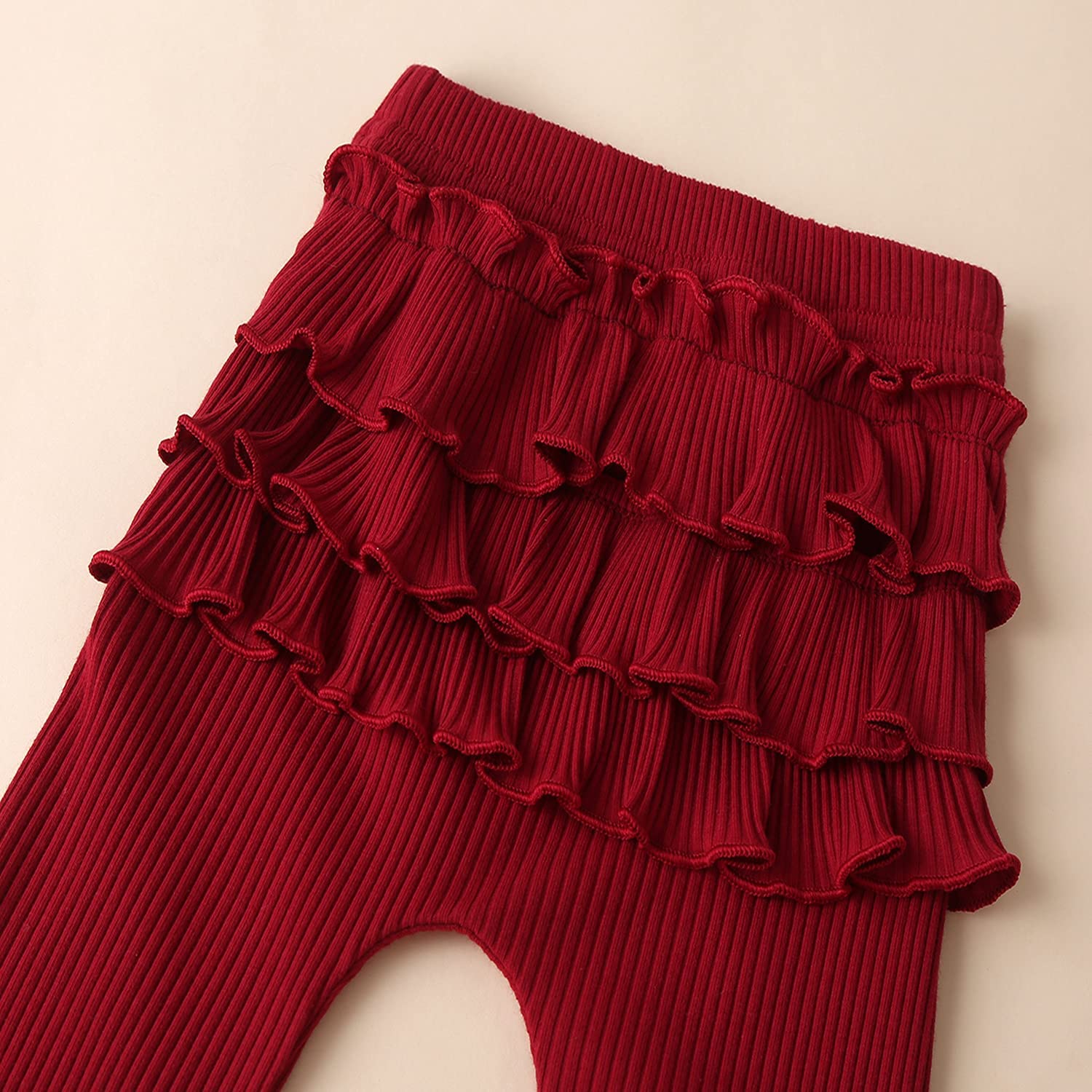 Fullfamous Baby Girl's 3pc Rib Frill Long Sleeve Romper and Pant Set - Image 6